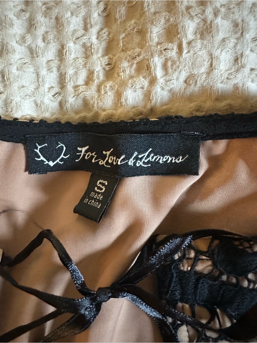 For Love & Lemons Black Lace Tie-Front Crop Top - Picture 3 of 6